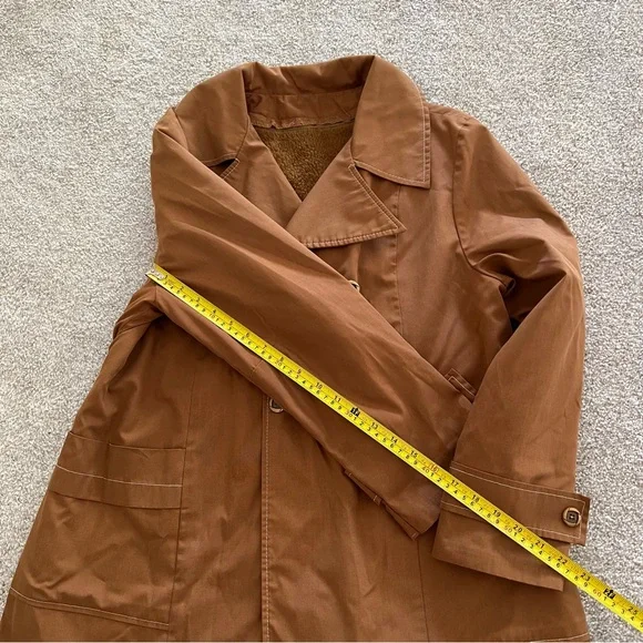 Vintage Sears Button Tan Coat w Removable Lining - Picture 9 of 10